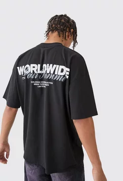 Oversized Worldwide Graphic T-shirt Black