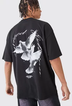 Oversized Dove Graphic T-shirt Black