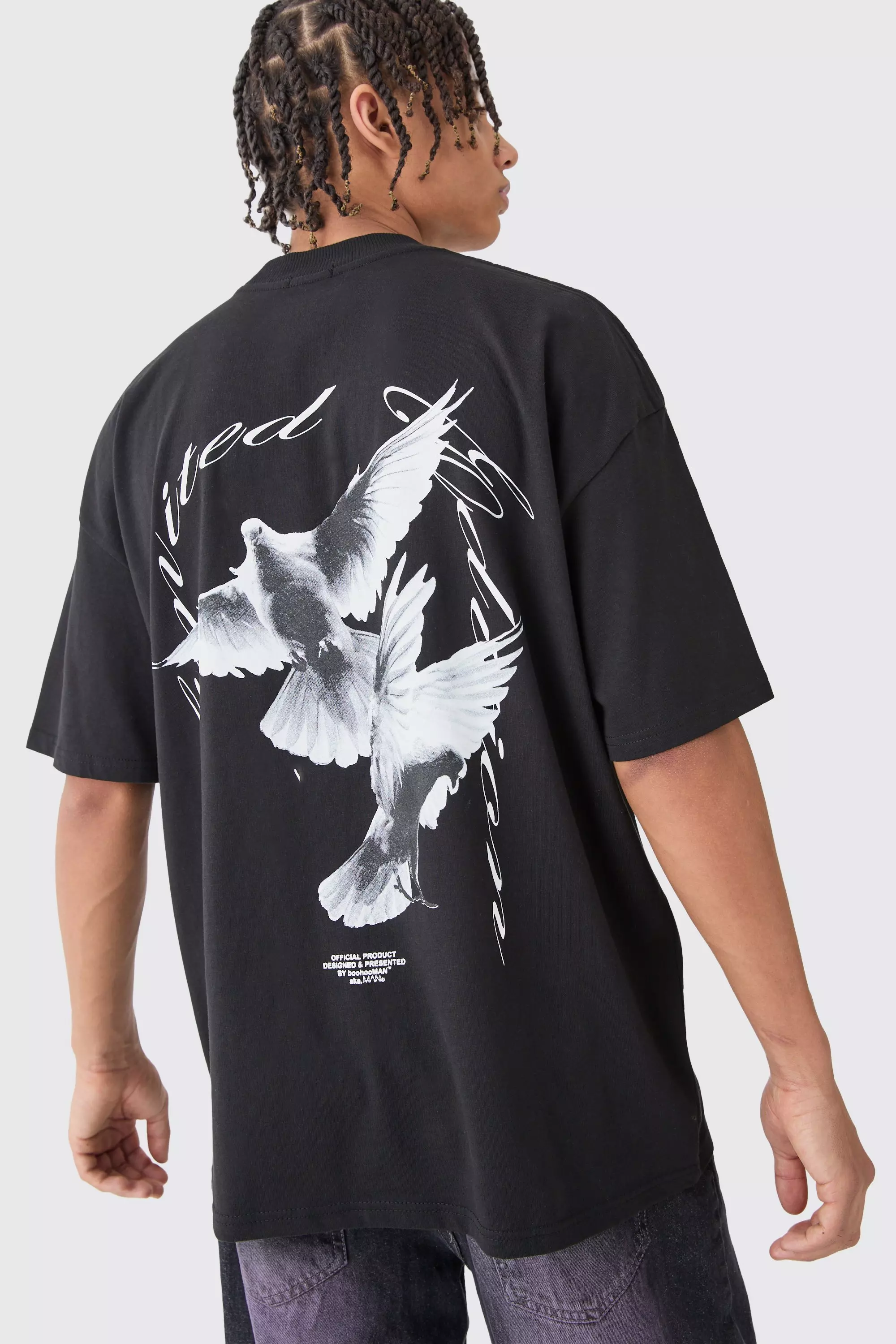 Oversized Dove Graphic T-shirt Black