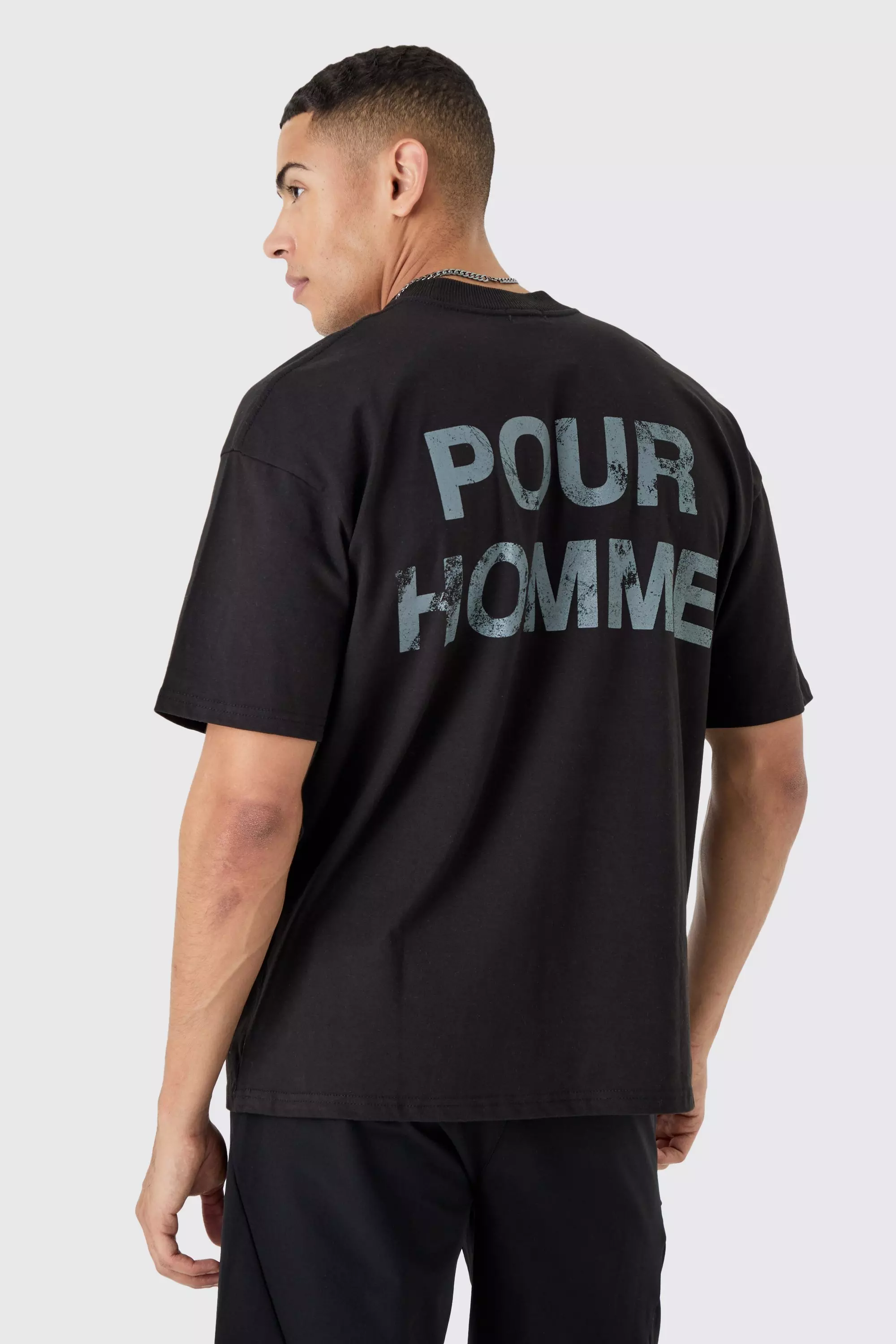 Black Oversized Pour Homme Graphic T-shirt