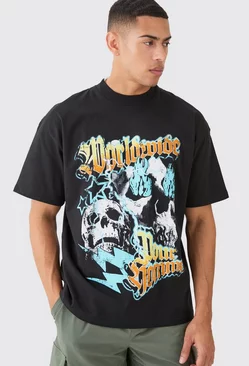 Oversized Worldwide Skull T-shirt Black