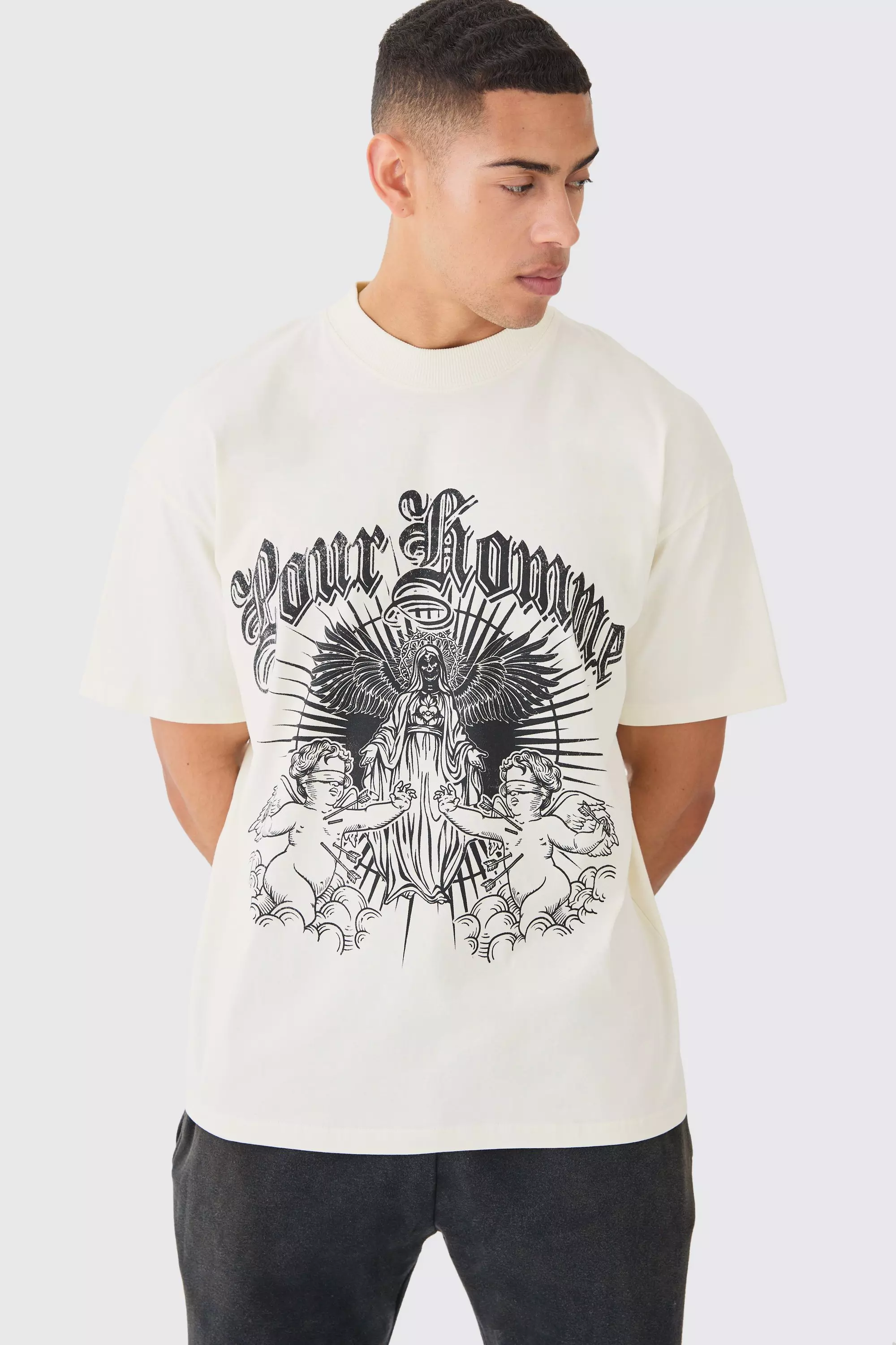 Oversized Pour Homme Graphic T-shirt Ecru
