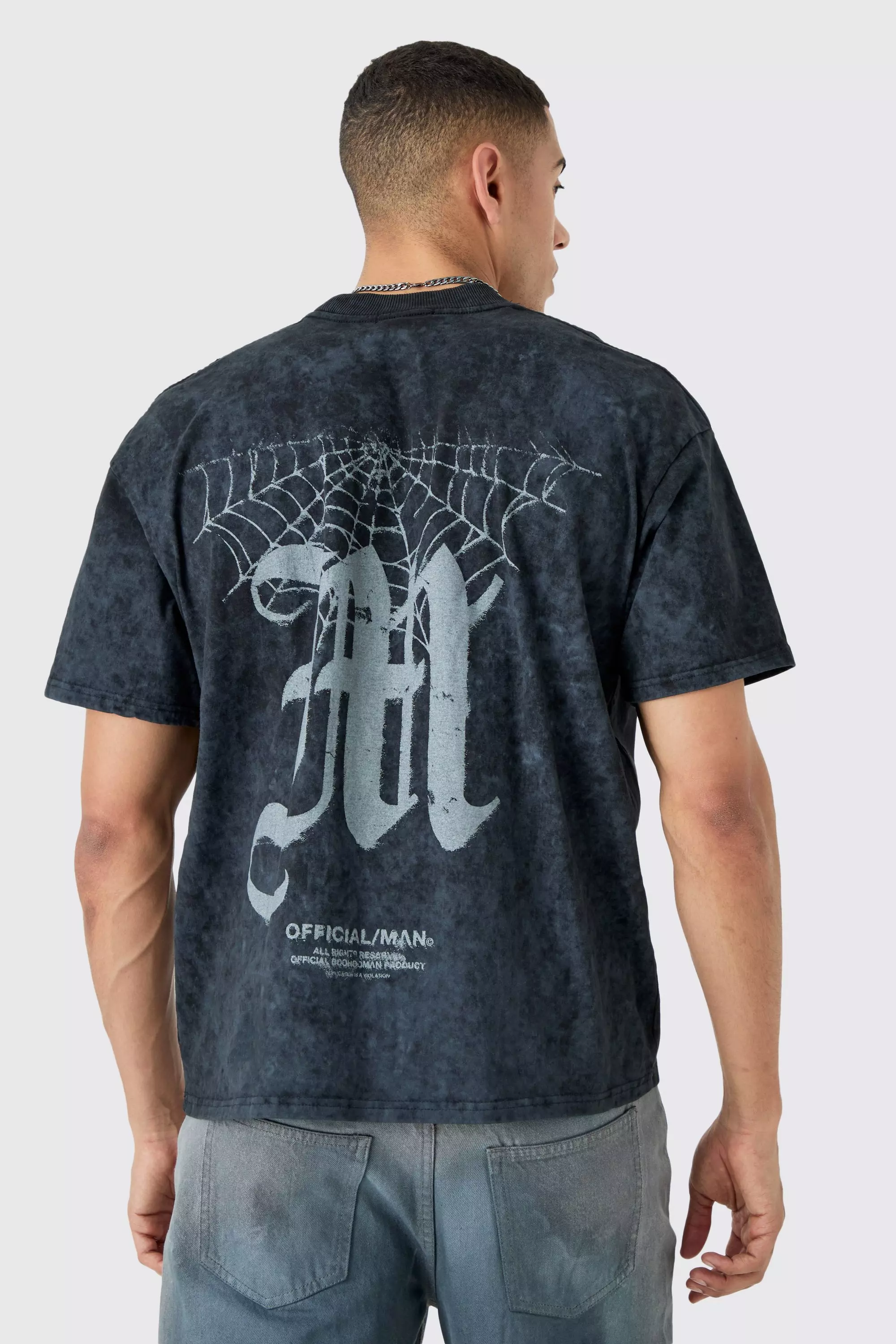 Oversized Acid Wash M Graphic T-shirt Black