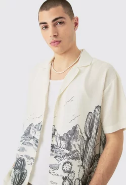 Oversized Linen Look Cactus Shirt Ecru