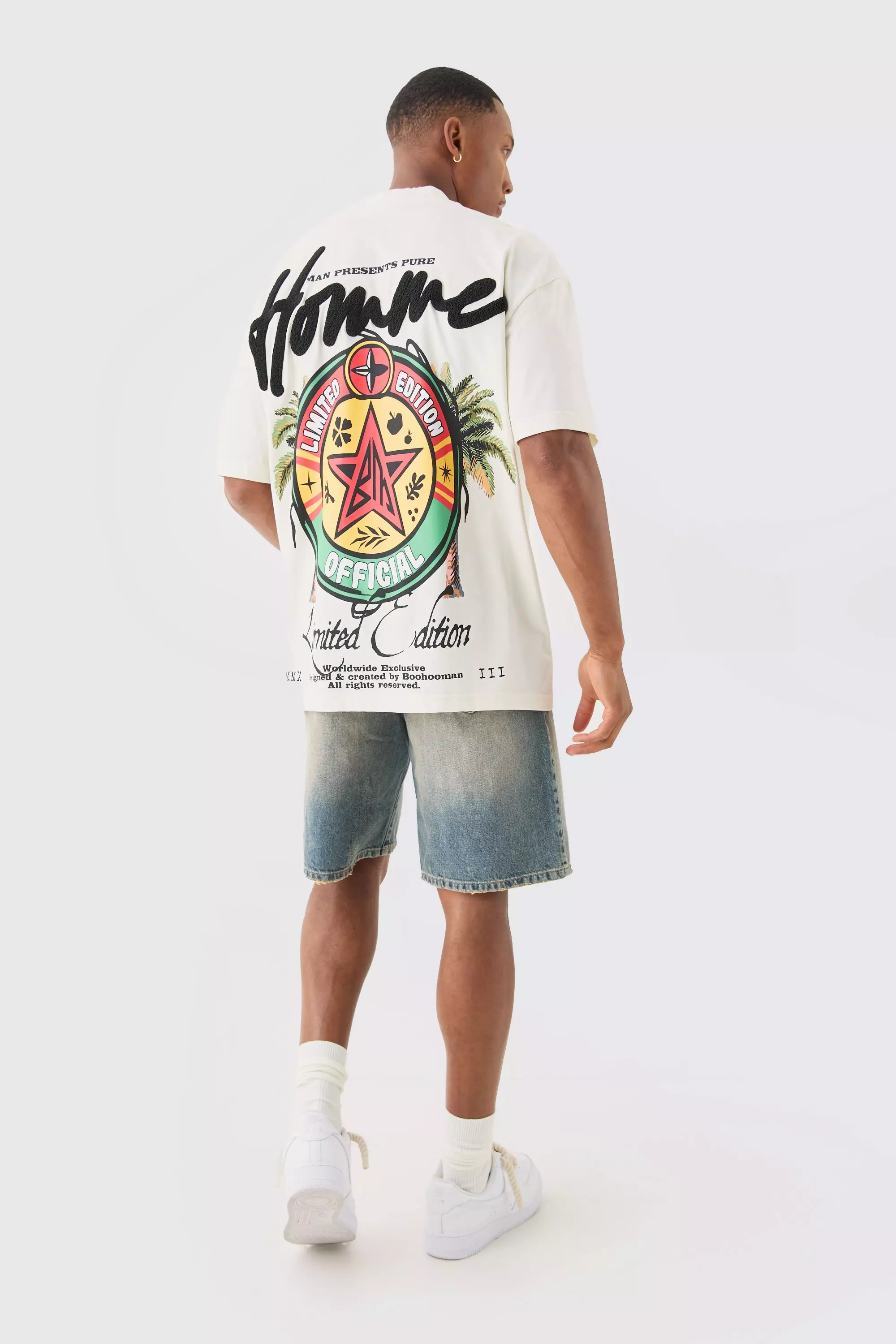 T-shirt oversize imprimé à broderie Homme, White autre image