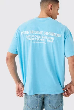 Blue Oversized Overdyed Graphic T-shirt