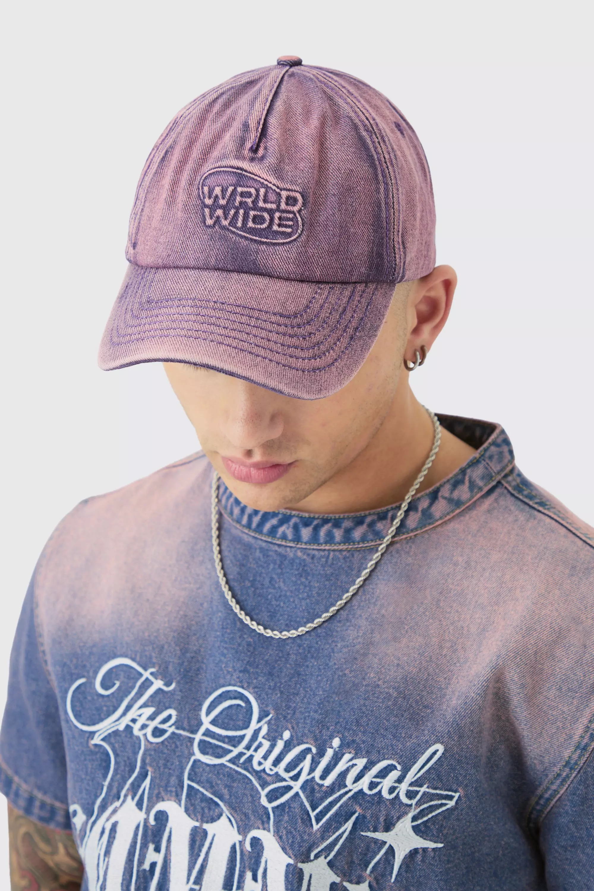 Worldwide Embossed Washed Cap In Pink Pink