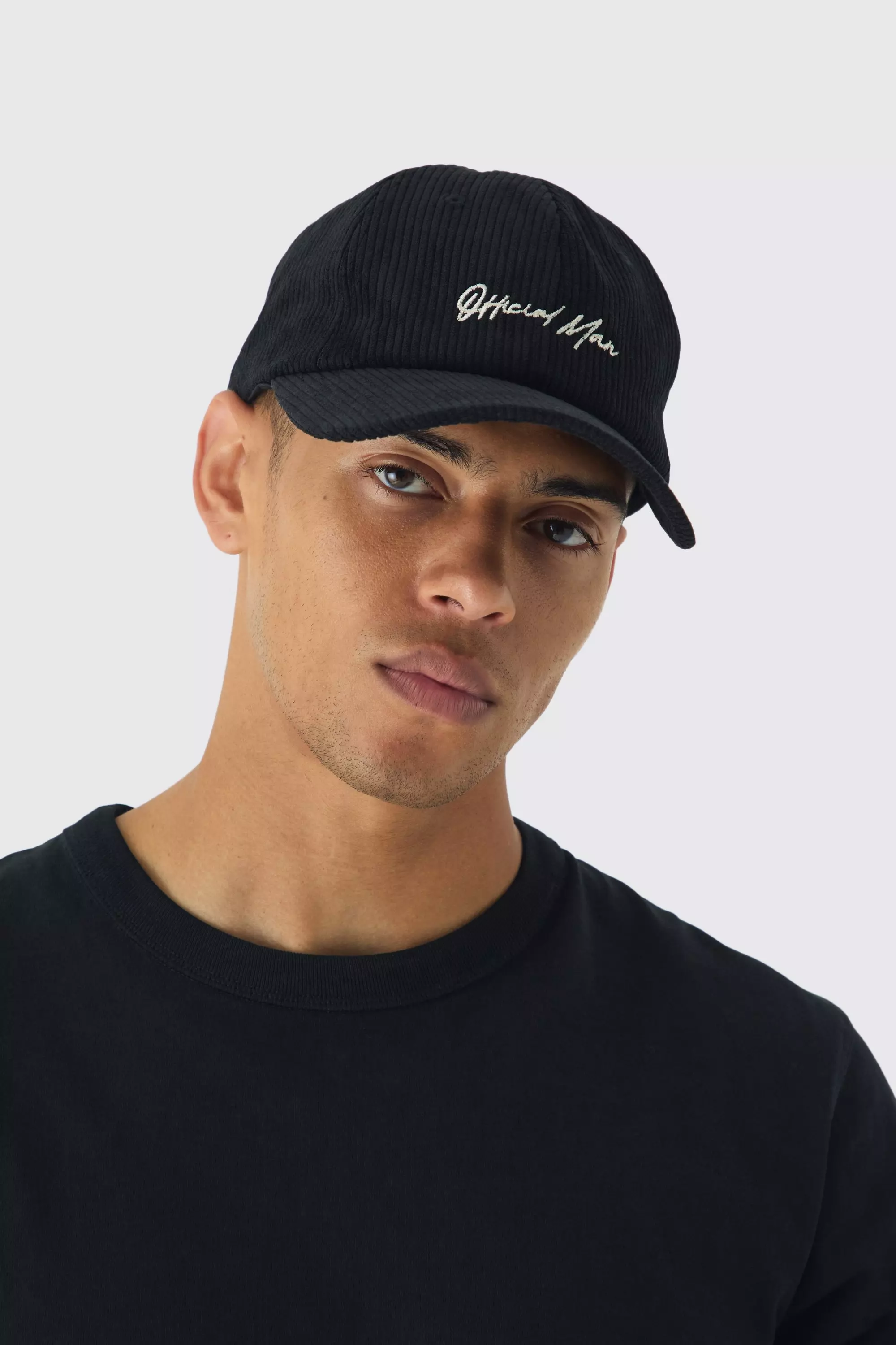 Official Man Corduroy Cap In Black Black