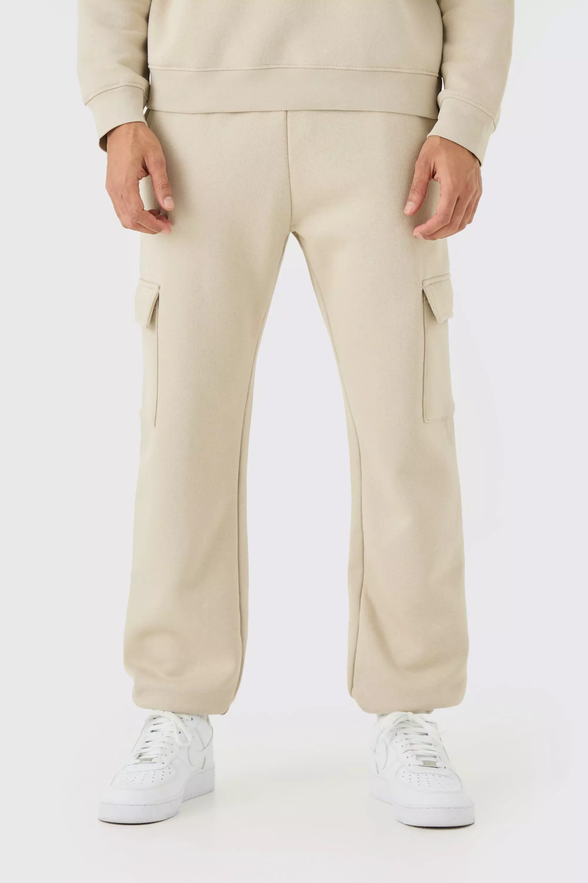 Regular Fit Cargo Sweatpants Stone