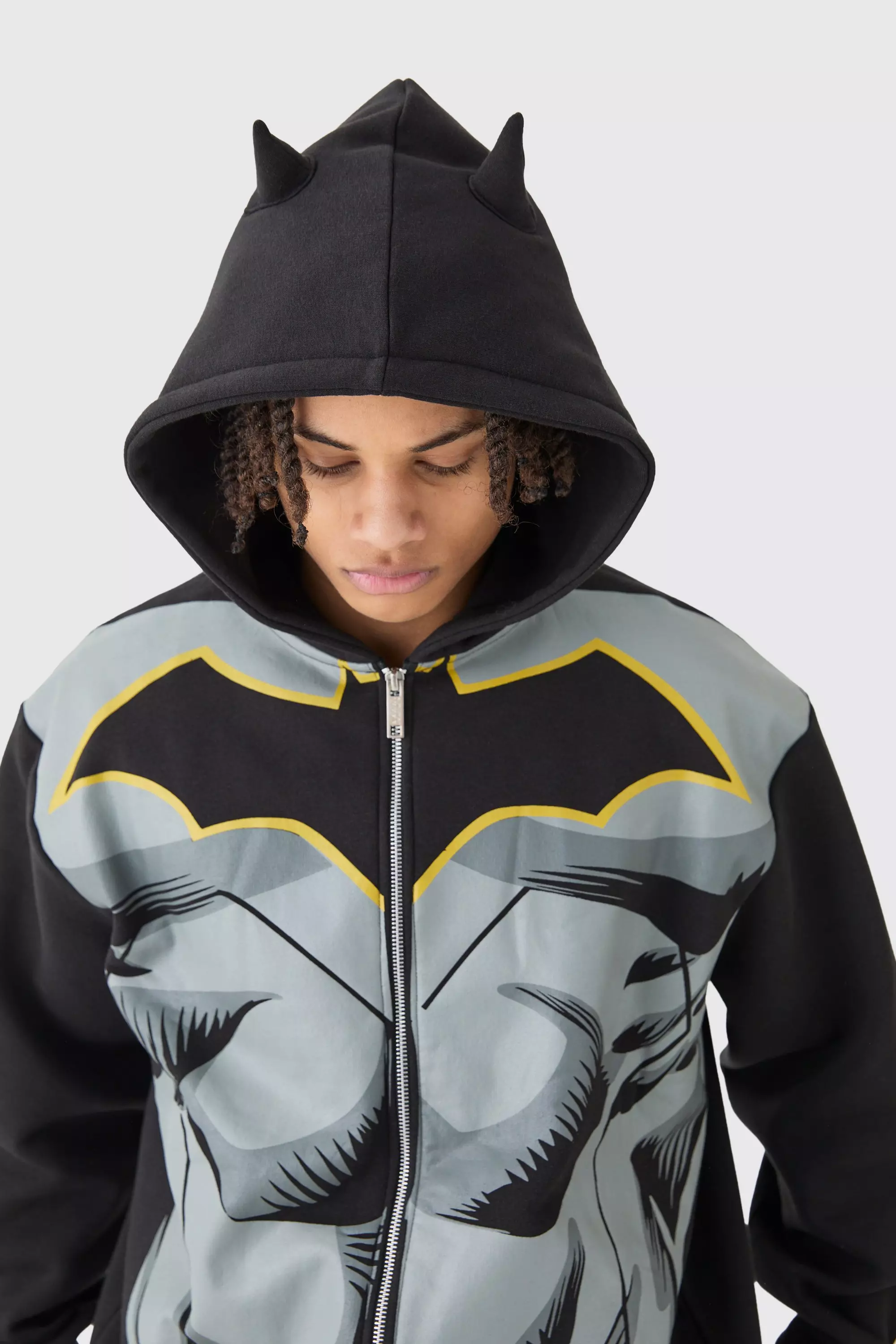 Oversized Batman Zip Up License Hoodie Black