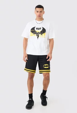 Oversized Batman License T-shirt And Short Set Black