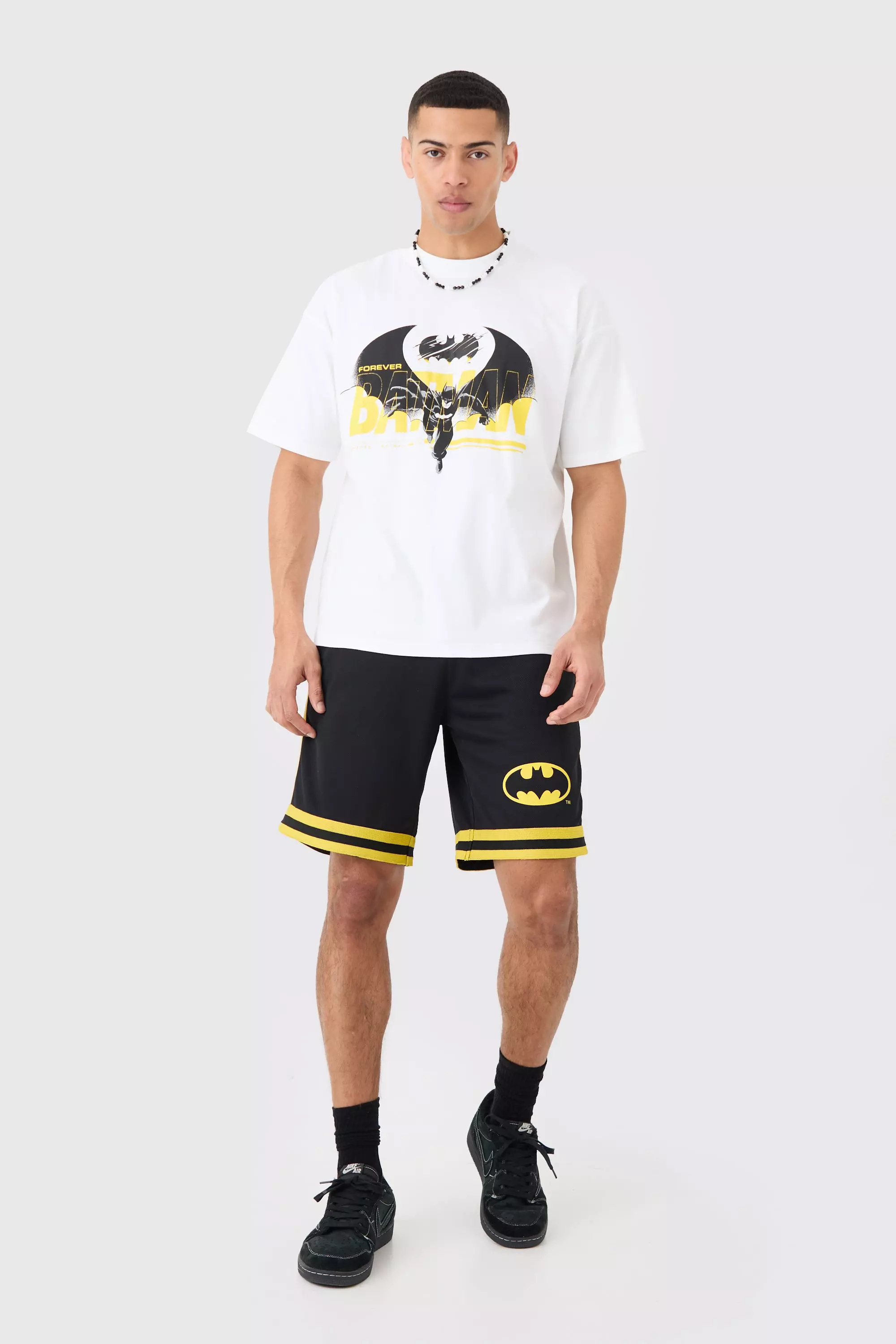 Oversized Batman License T-shirt And Short Set Black