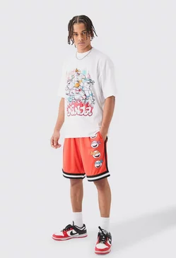 Red Oversized Ninja Turtles License T-shirt And Short Set