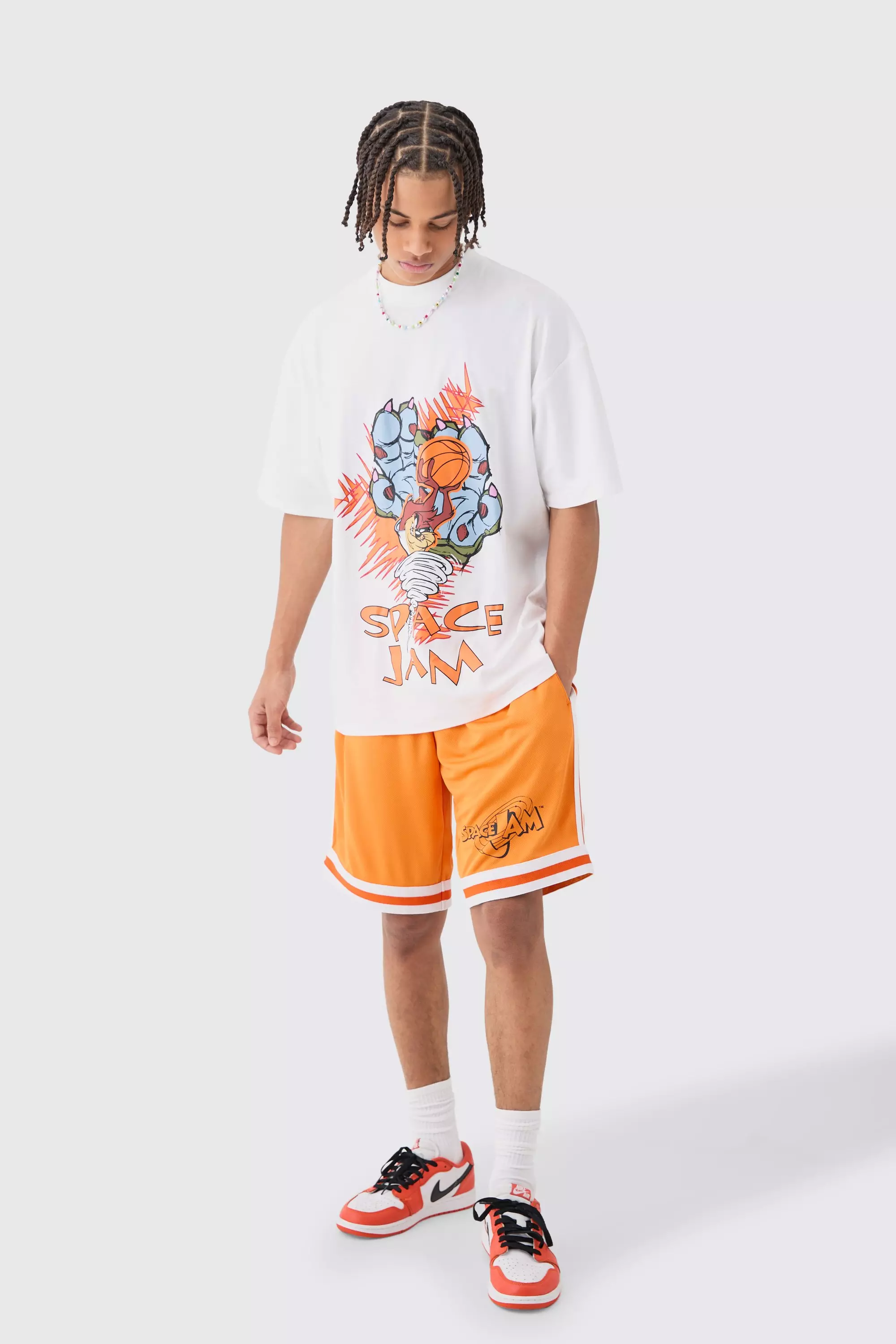 Orange Oversized Taz Space Jam License T-shirt And Short Set