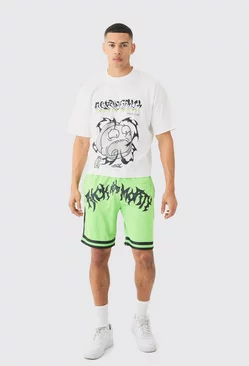 Oversized Rick And Morty License T-shirt And Short Set Green