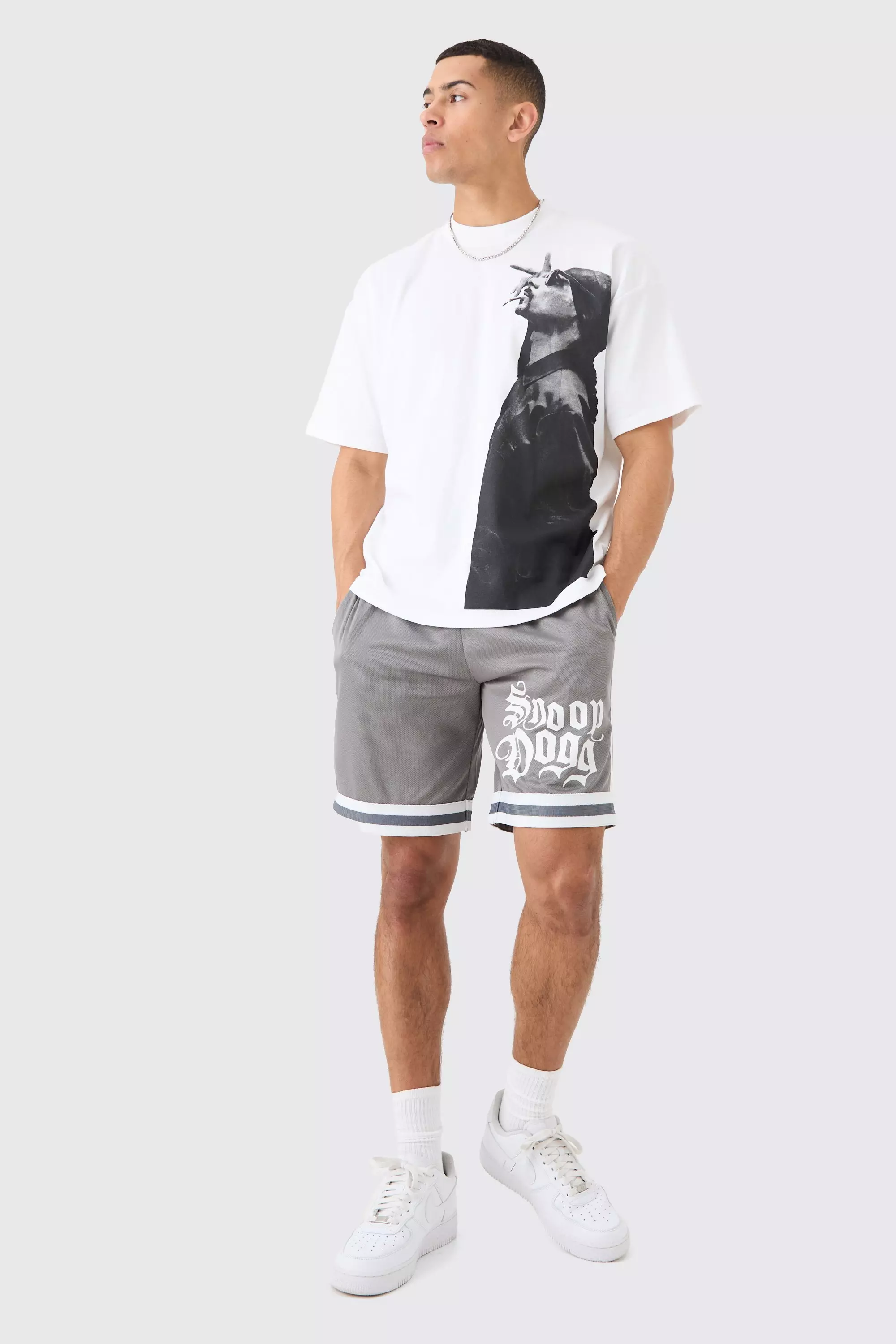 Oversized Snoop Dog License T-shirt And Short Set White