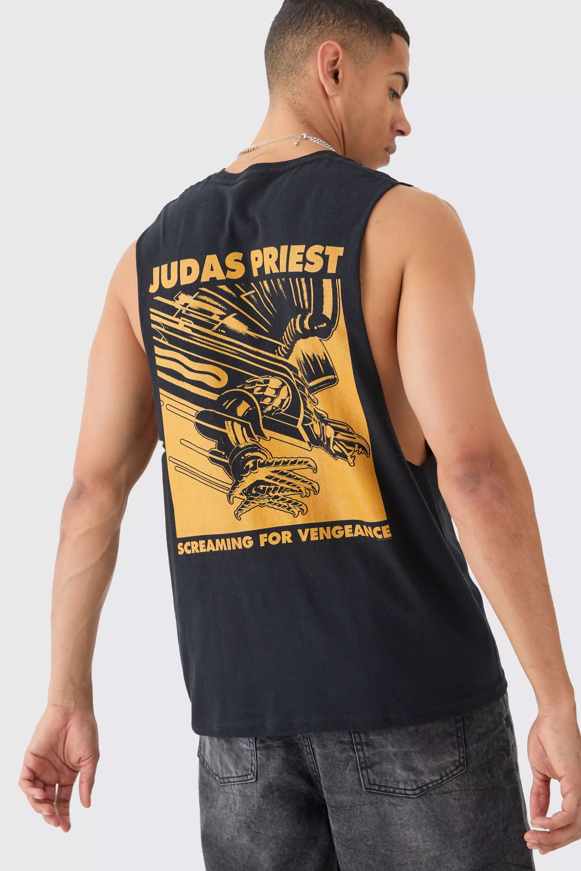 Oversized Judas Priest License Tank Black