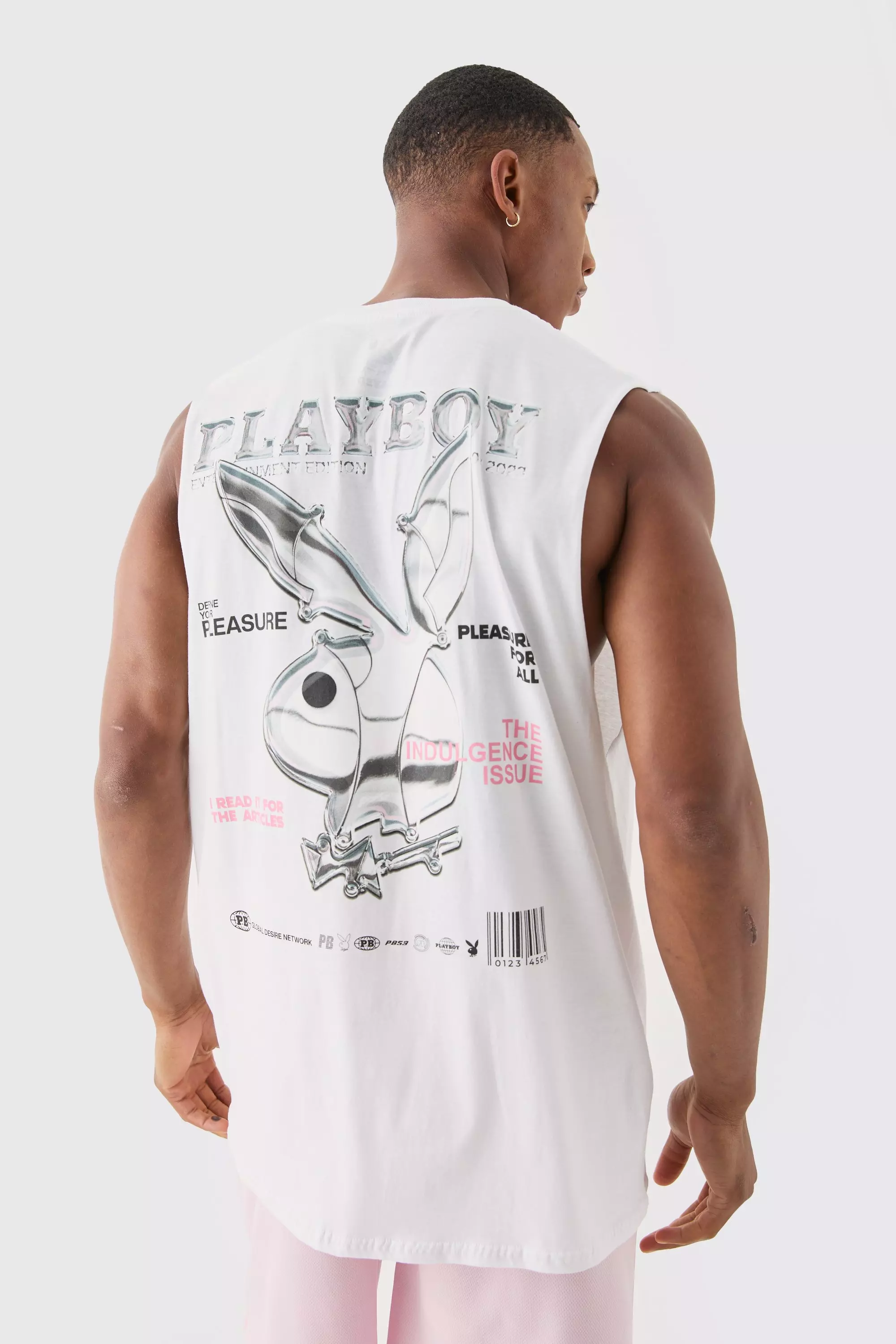 Oversized Playboy License Tank White