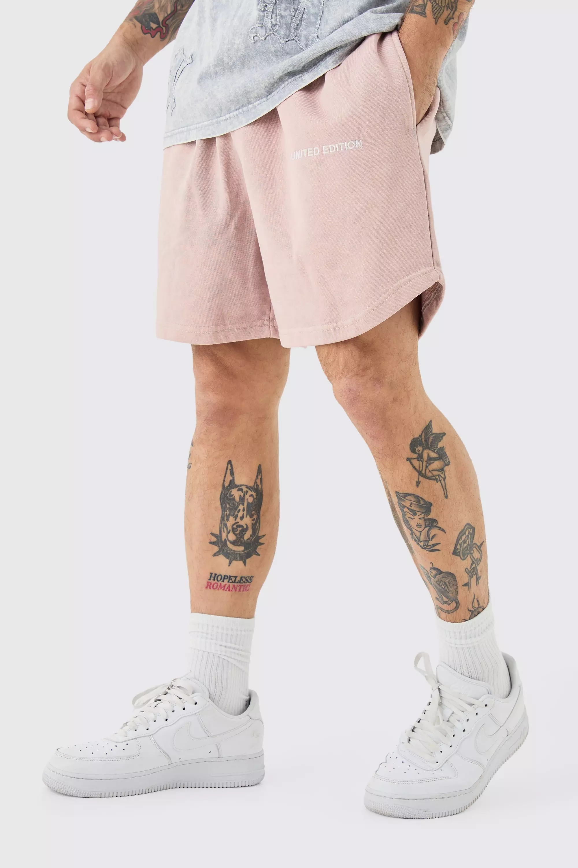 Pink Relaxed Volley Fit Acid Washed Shorts