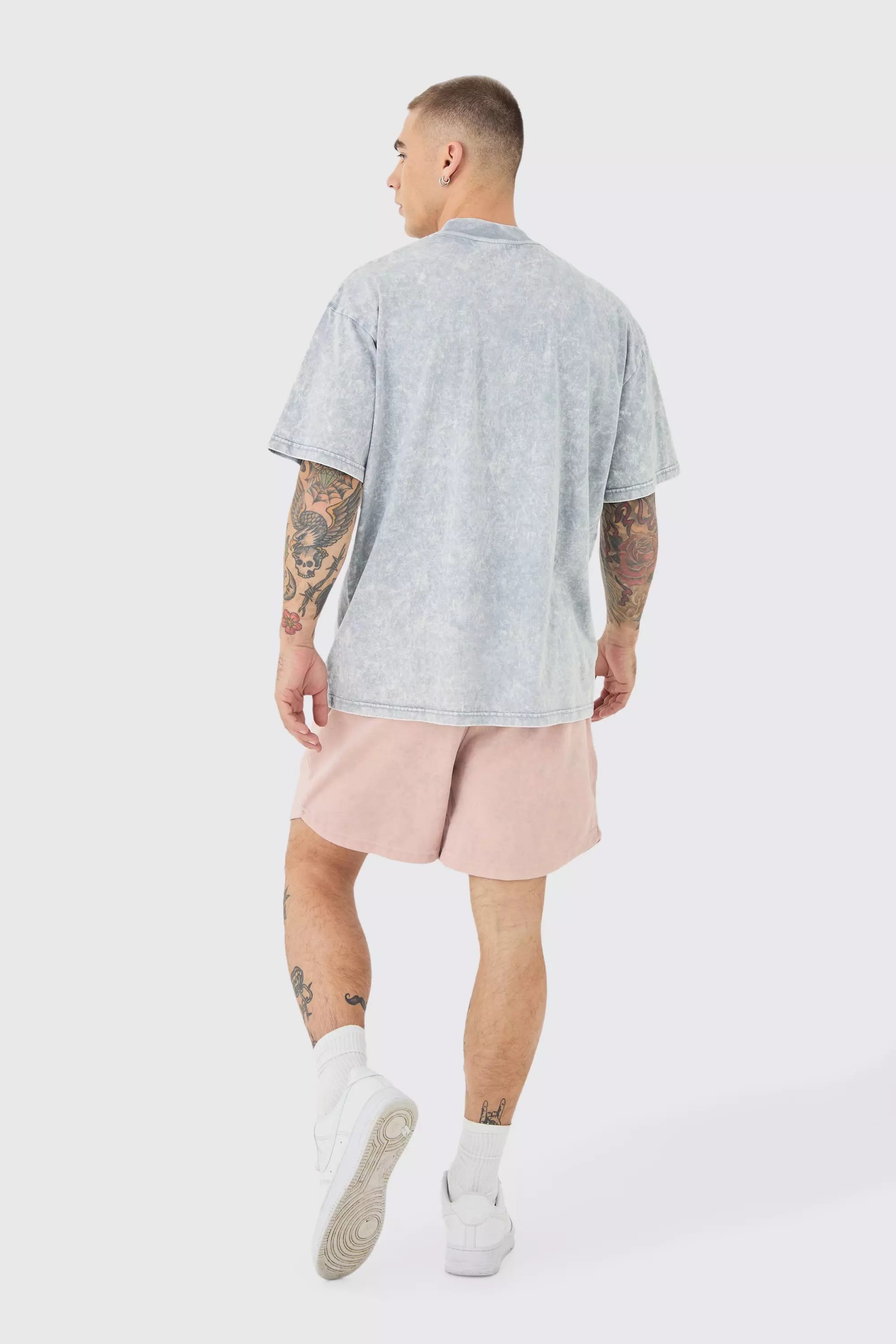 Lockere Shorts mit Acid-Waschung, Pink alternatives Bild