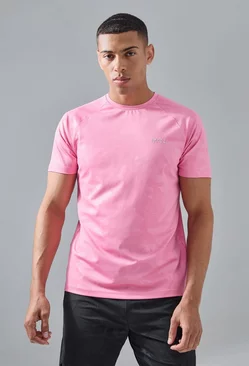 Pink Man Active Camo Raglan Performance T-shirt
