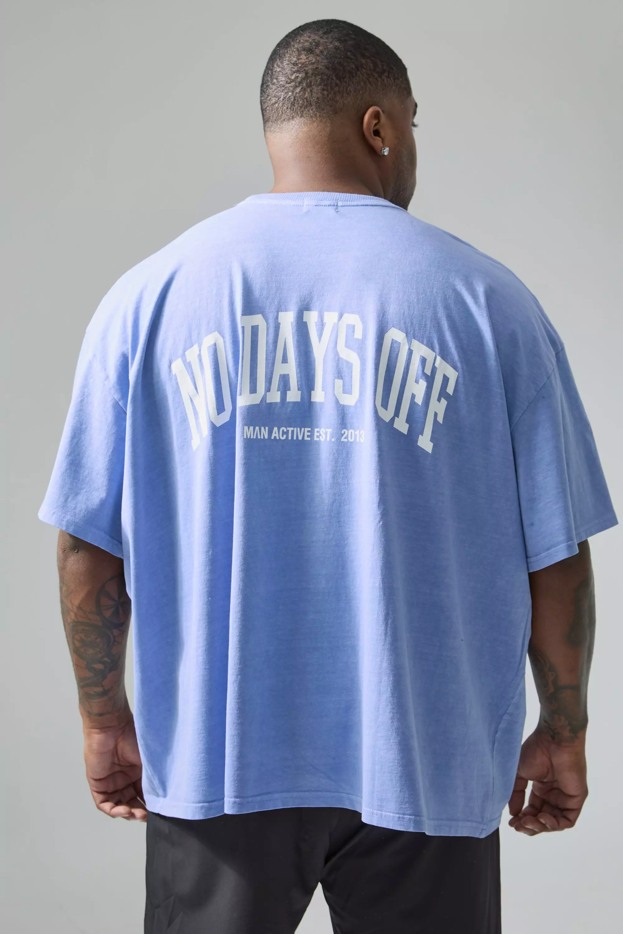 Blue Plus Active Oversized Overdyed On More Rep T-shirt