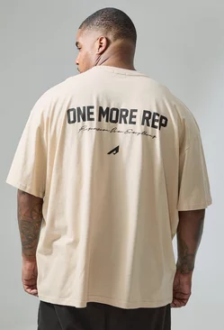 Sand Beige Plus Active Oversized One More Rep T-shirt