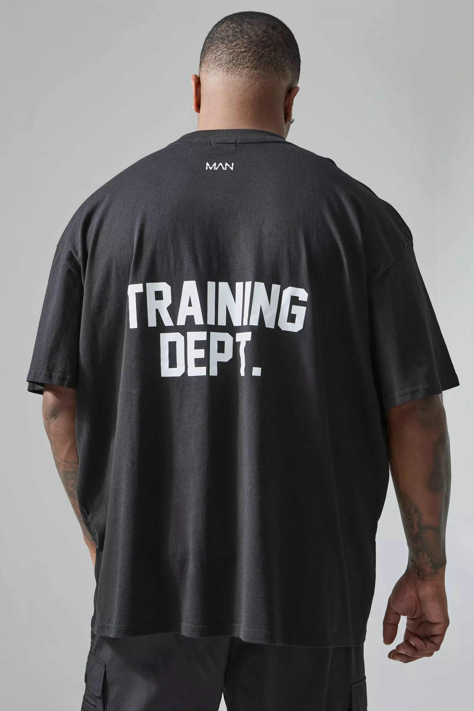 Black Plus Active Extended Neck Training Dept. Oversized T-shirt