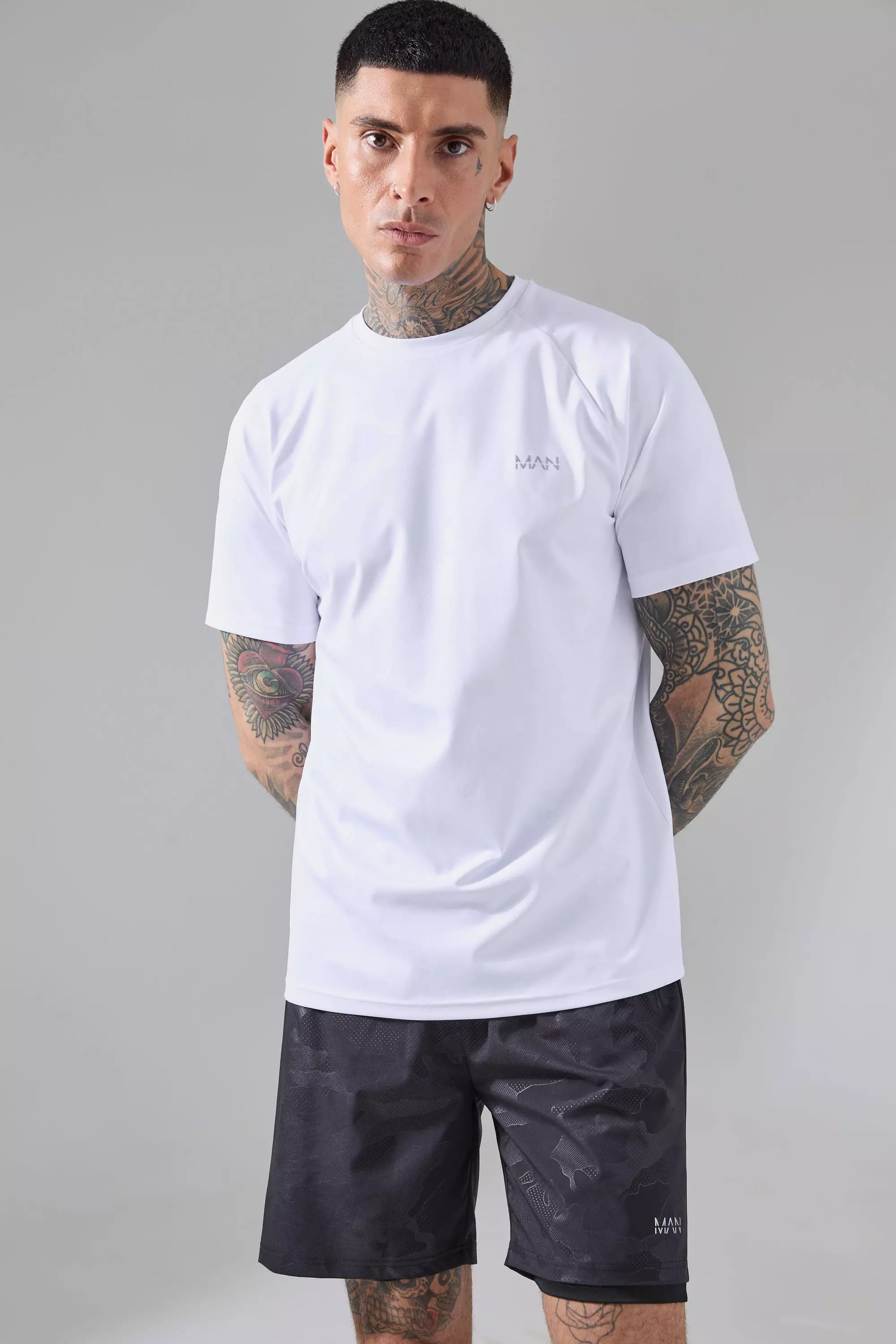 Tall Man Active Camo Raglan Performance T-shirt White