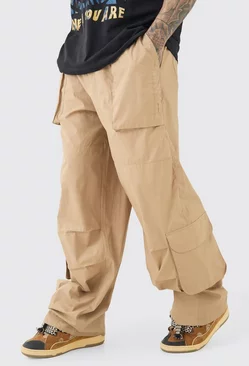 Tall Elasticated Waist Oversized Peached Cargo Trouser Taupe