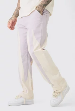 Tall Fixed Waist Washed Colour Block Twill Trouser Lilac