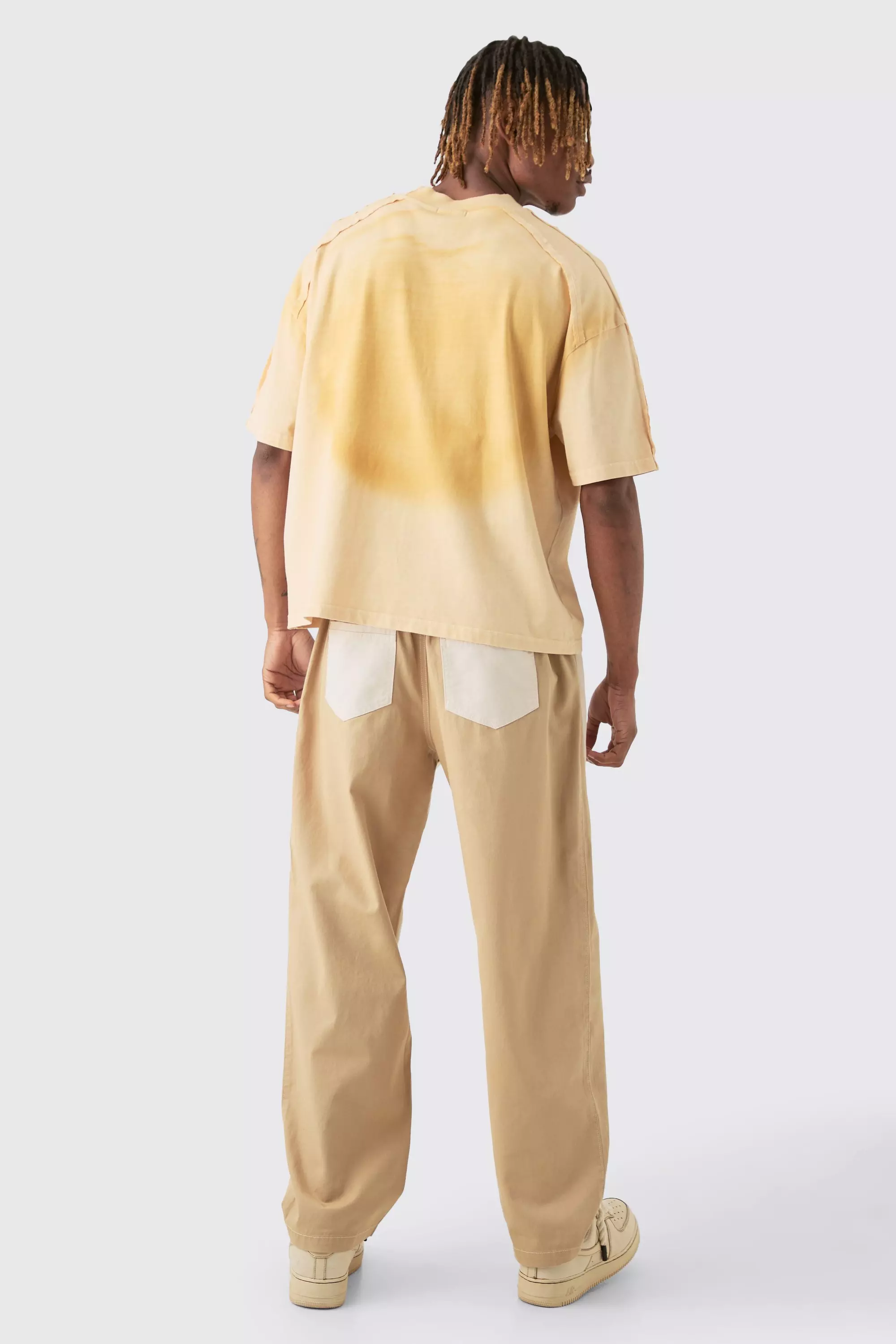 Tall - Pantalon court délavé à taille élastiquée, Taupe autre image