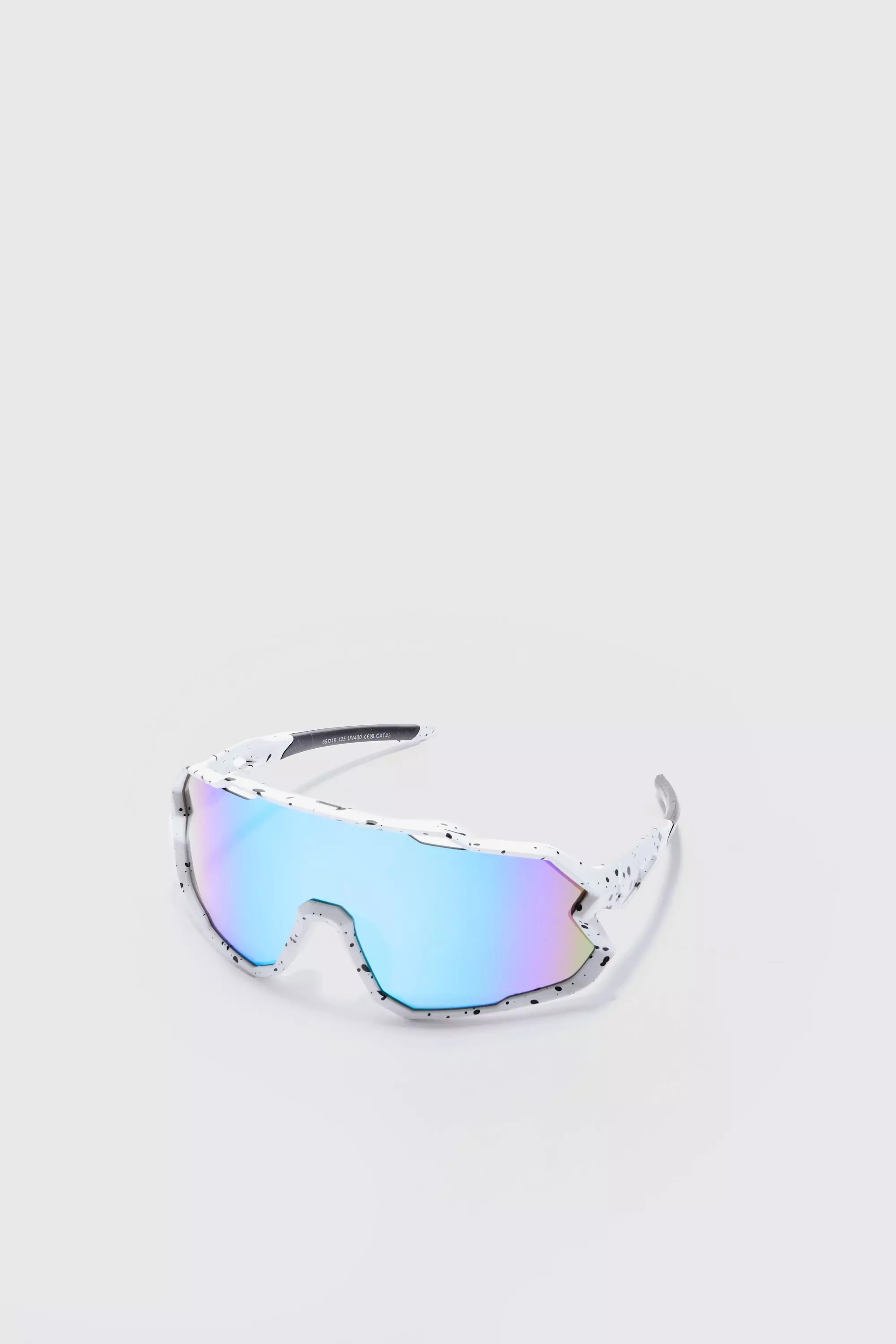 Mirror Lens Visor Sunglasses In White White