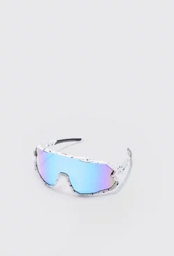 Mirror Lens Visor Sunglasses In White White
