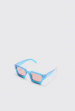 Plastic Retro Sunglasses In Blue Blue