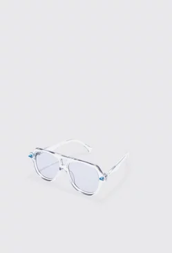 Plastic Aviator Sunglasses In Grey Grey
