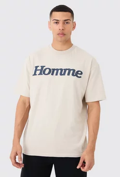 Oversized Denim Applique T-shirt Stone