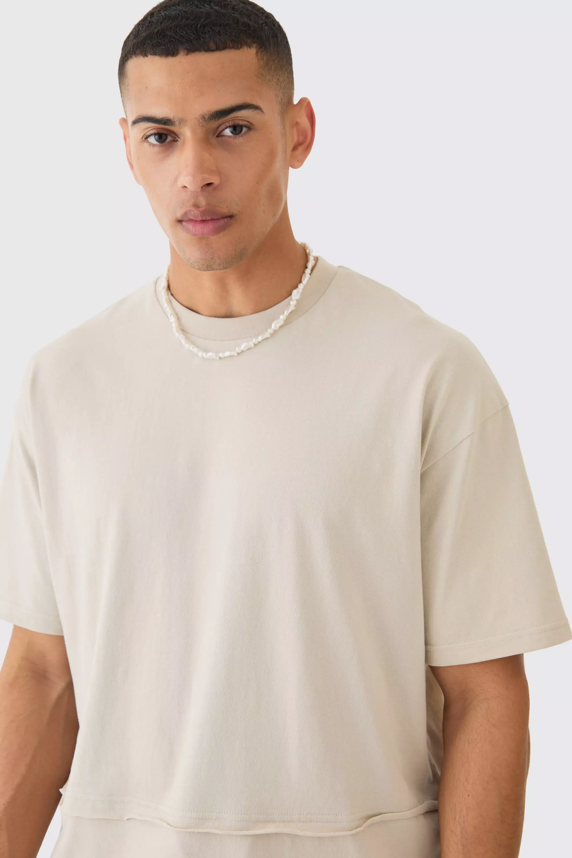 Oversize T-Shirt mit rohemlagigem Print, Stone alternatives Bild