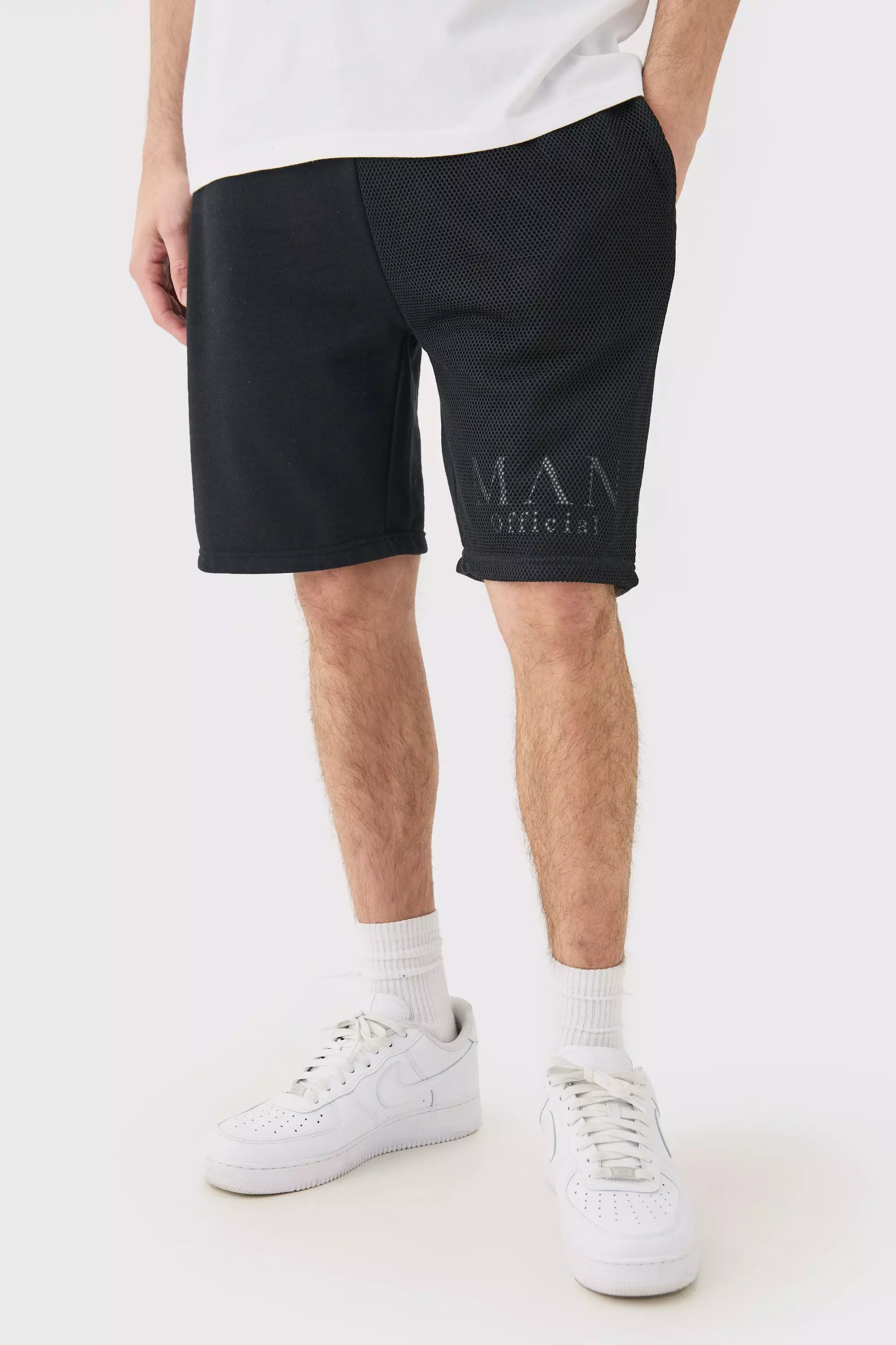 Loose Fit Man Official Splice Mesh Short Black