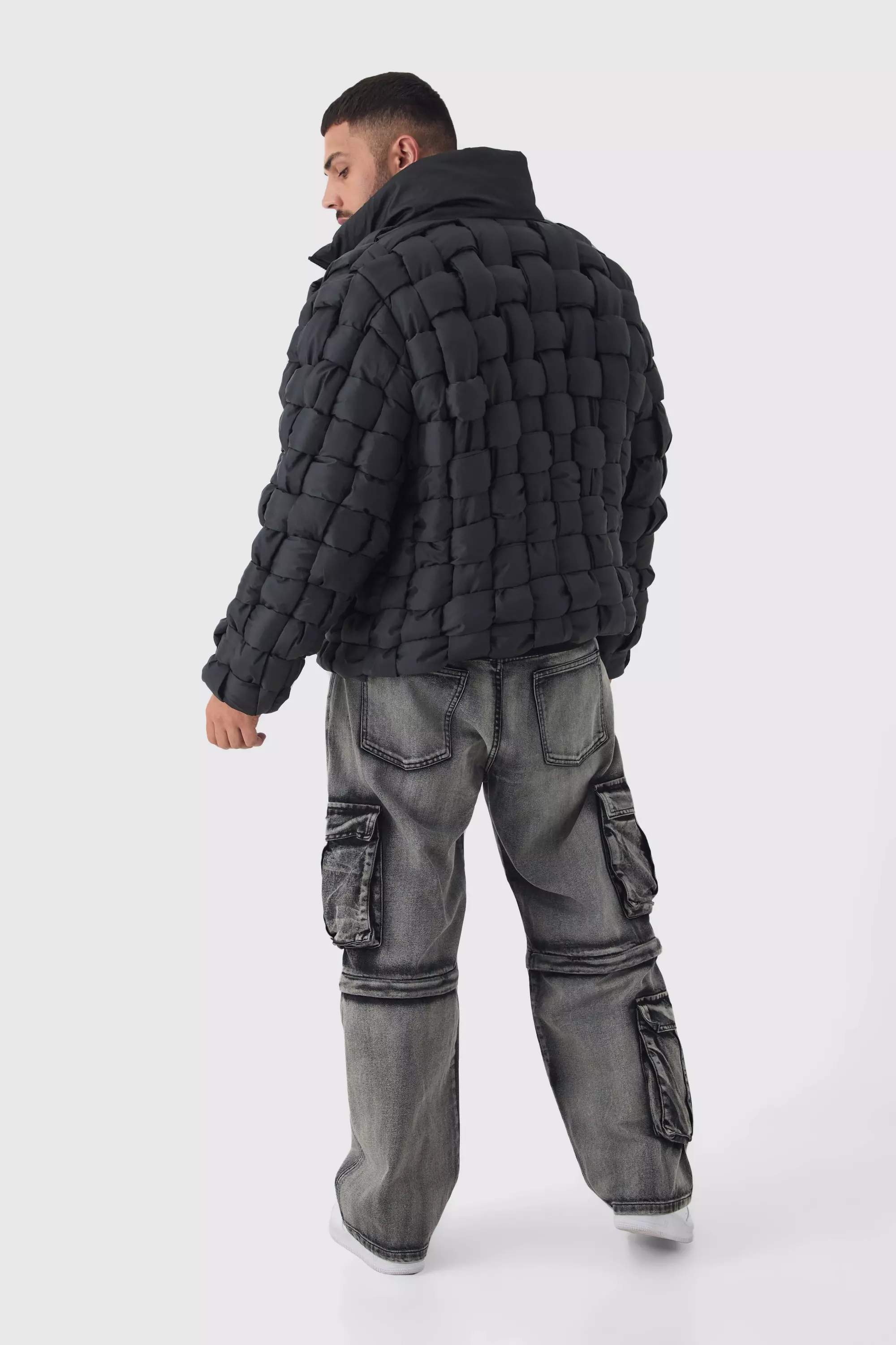 Plus Hand Weft Nylon Puffer Jacket In Black alternative image