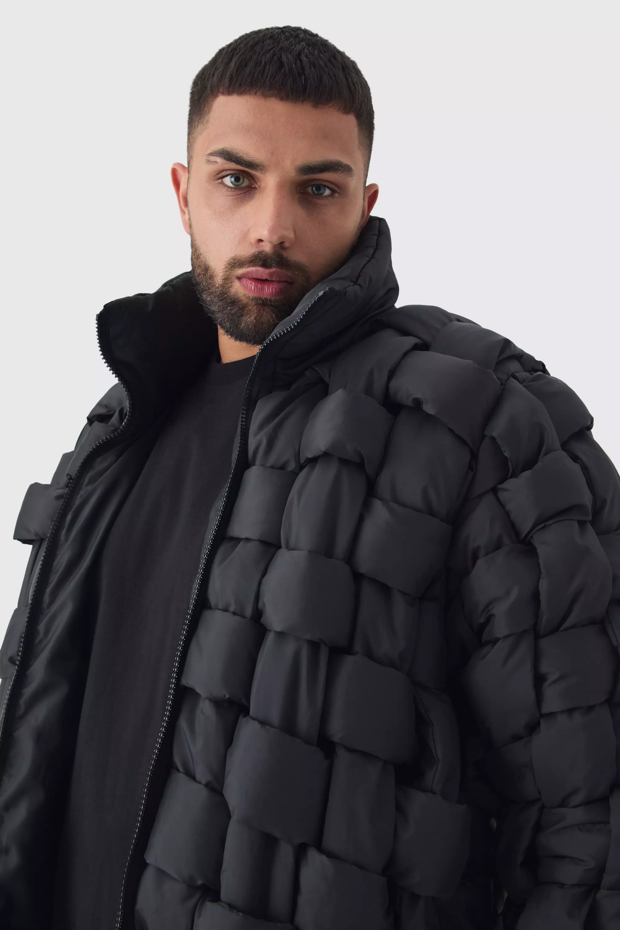 Plus Hand Weft Nylon Puffer Jacket In Black alternative image
