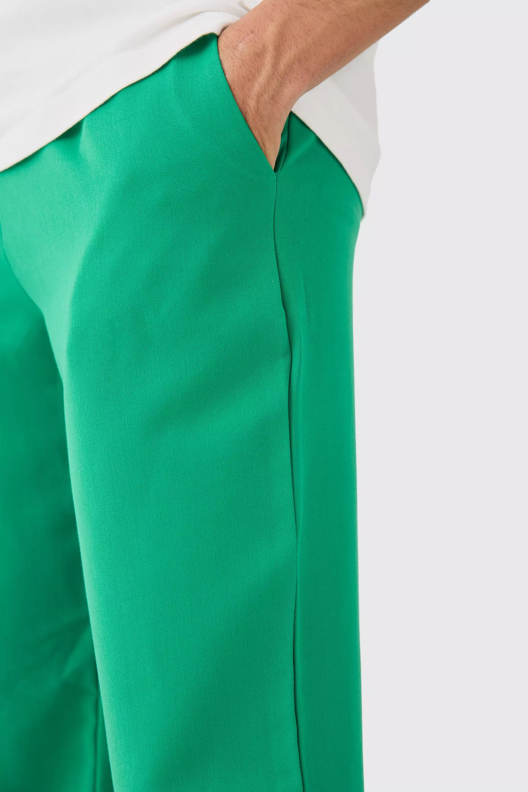 Emerald Drawcord Waist Straight Trousers alternative image