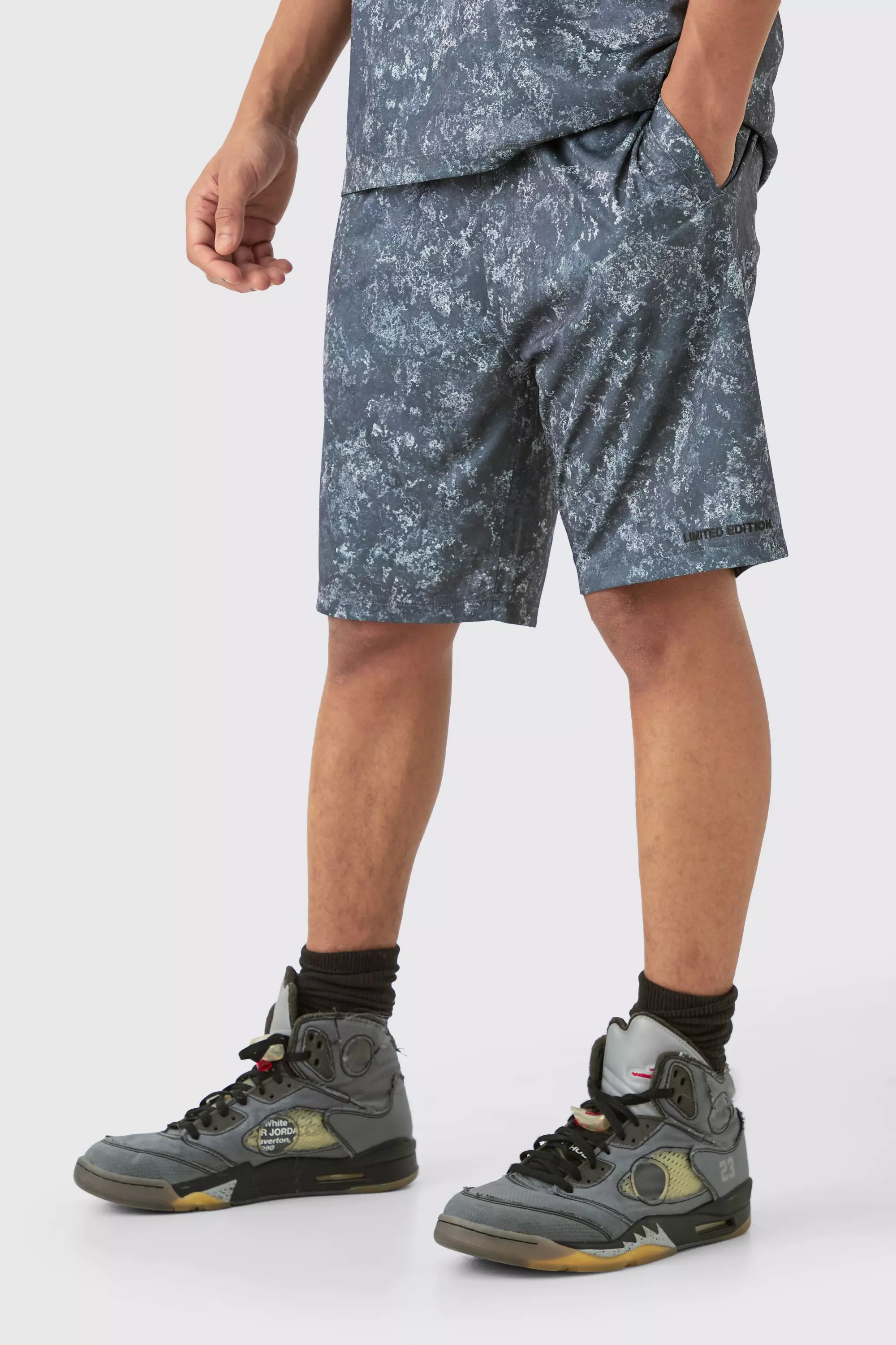 Charcoal Concrete Print Limited Edition Basketball Shorts alternative image