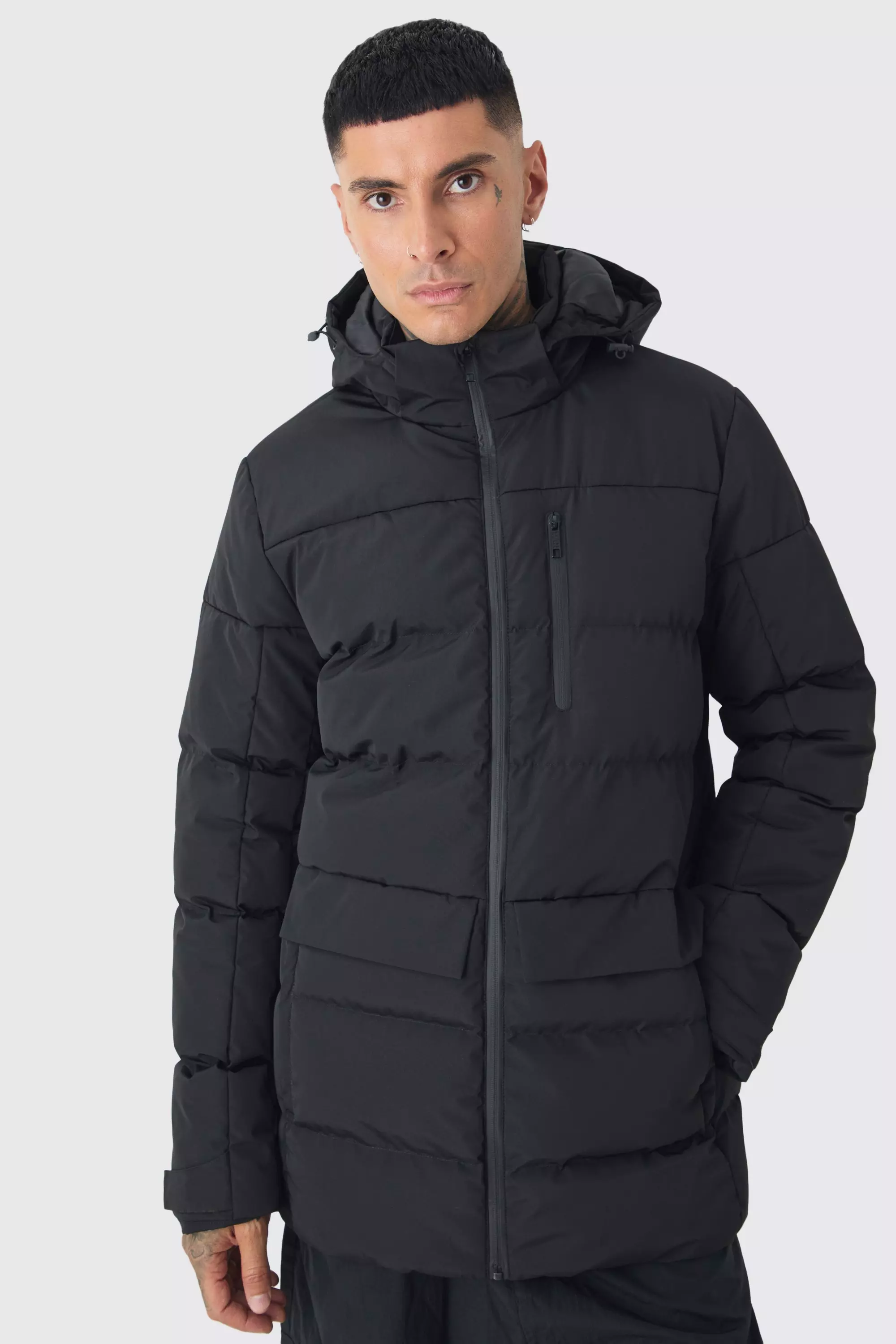 Piumino Tall Medio Nero Con Cappuccio, Black immagine alternativa