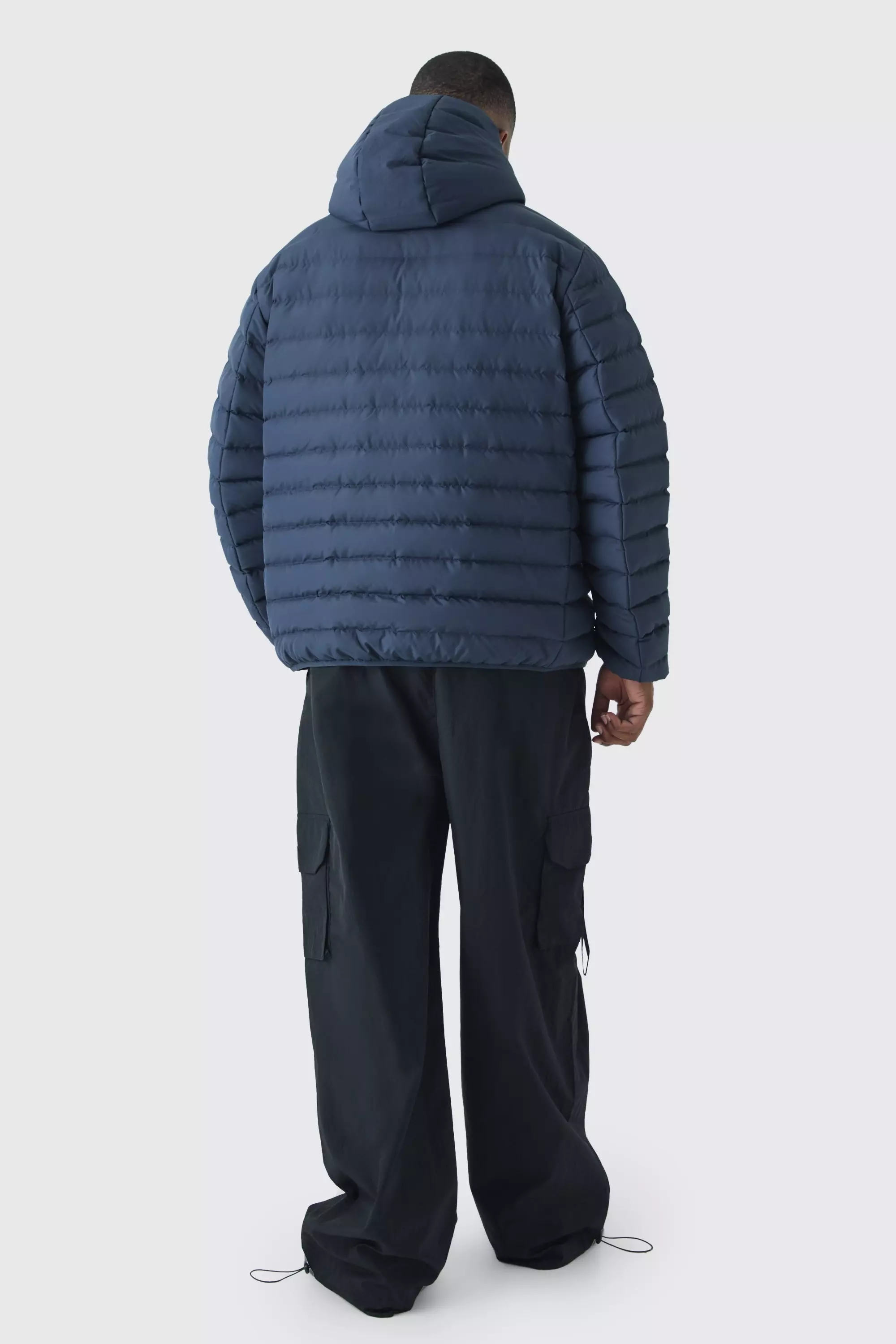 Plus Zip Through Hooded Puffer Jacket In Navy alternative image