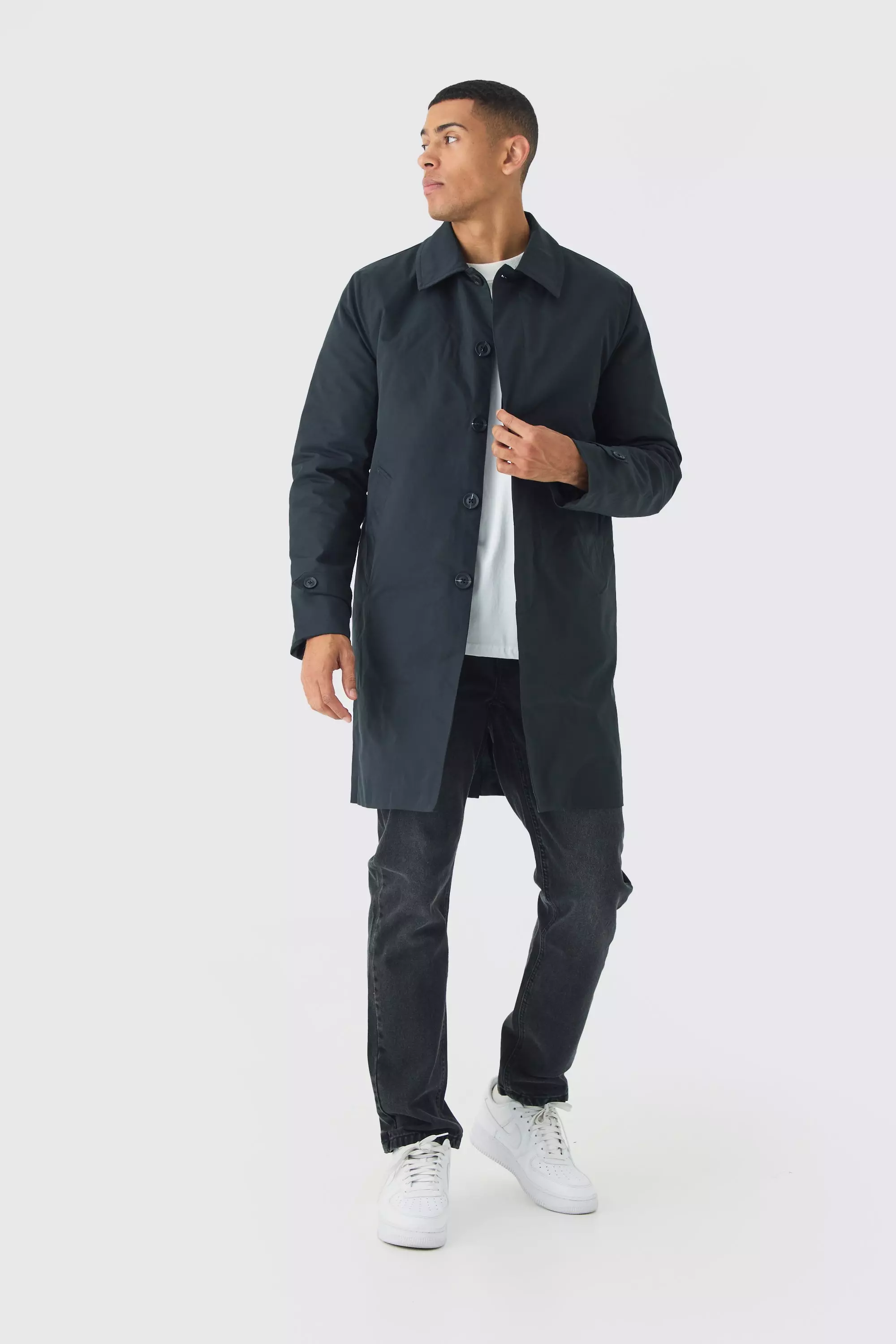 Gesteppter Longline-Regenmantel in Schwarz, Black alternatives Bild