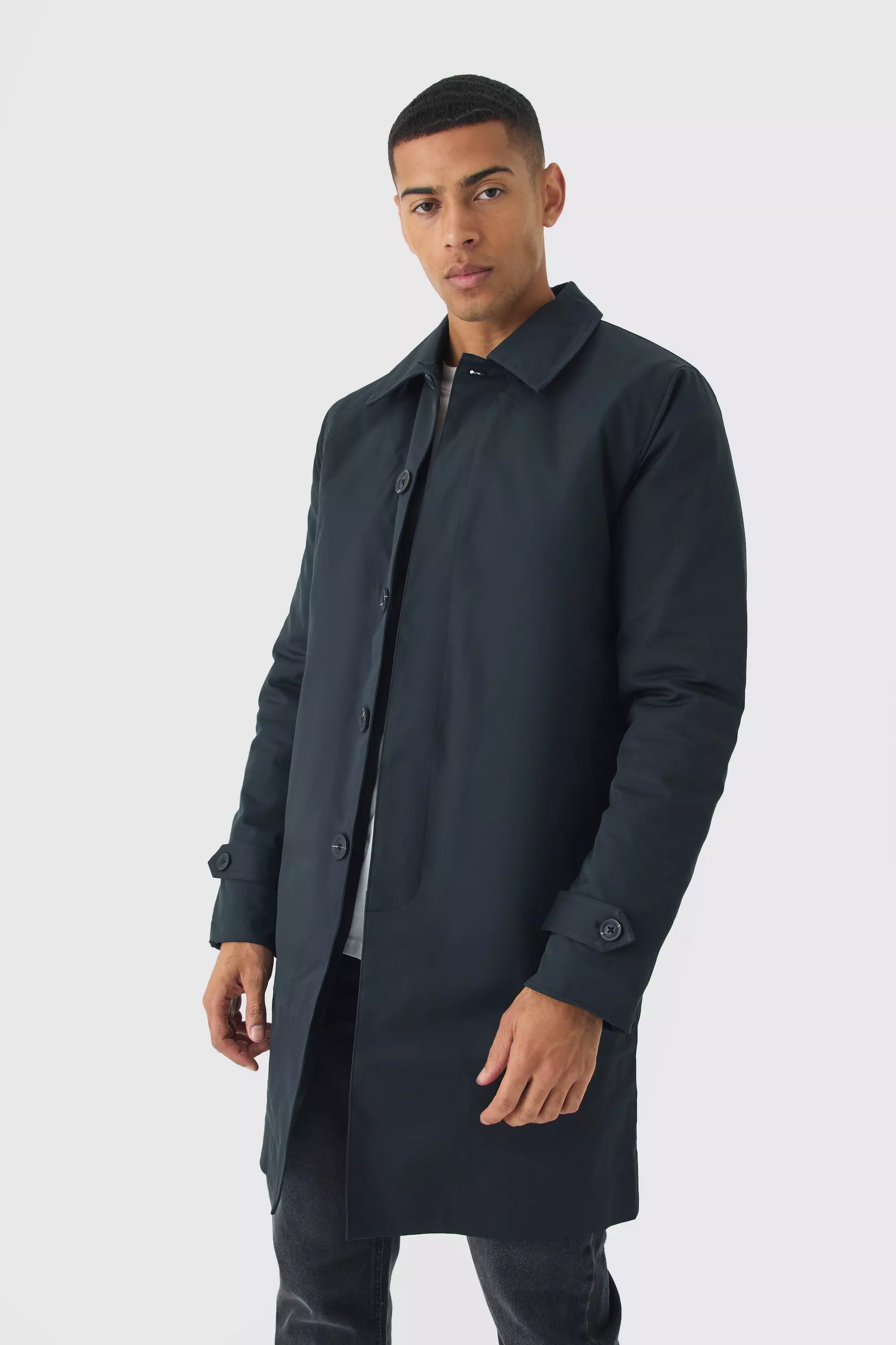 Gesteppter Longline-Regenmantel in Schwarz, Black alternatives Bild