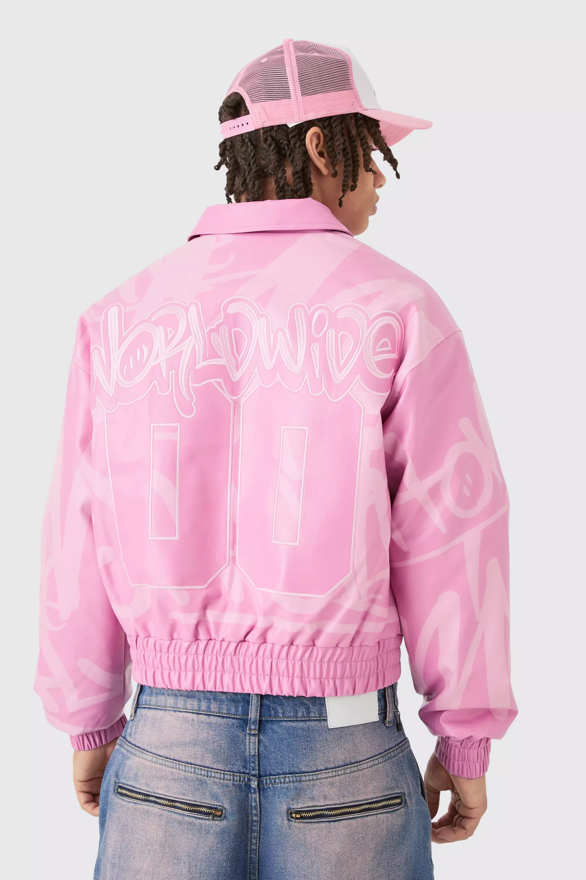 Kastige Bomberjacke mit Kragen, Pink alternatives Bild