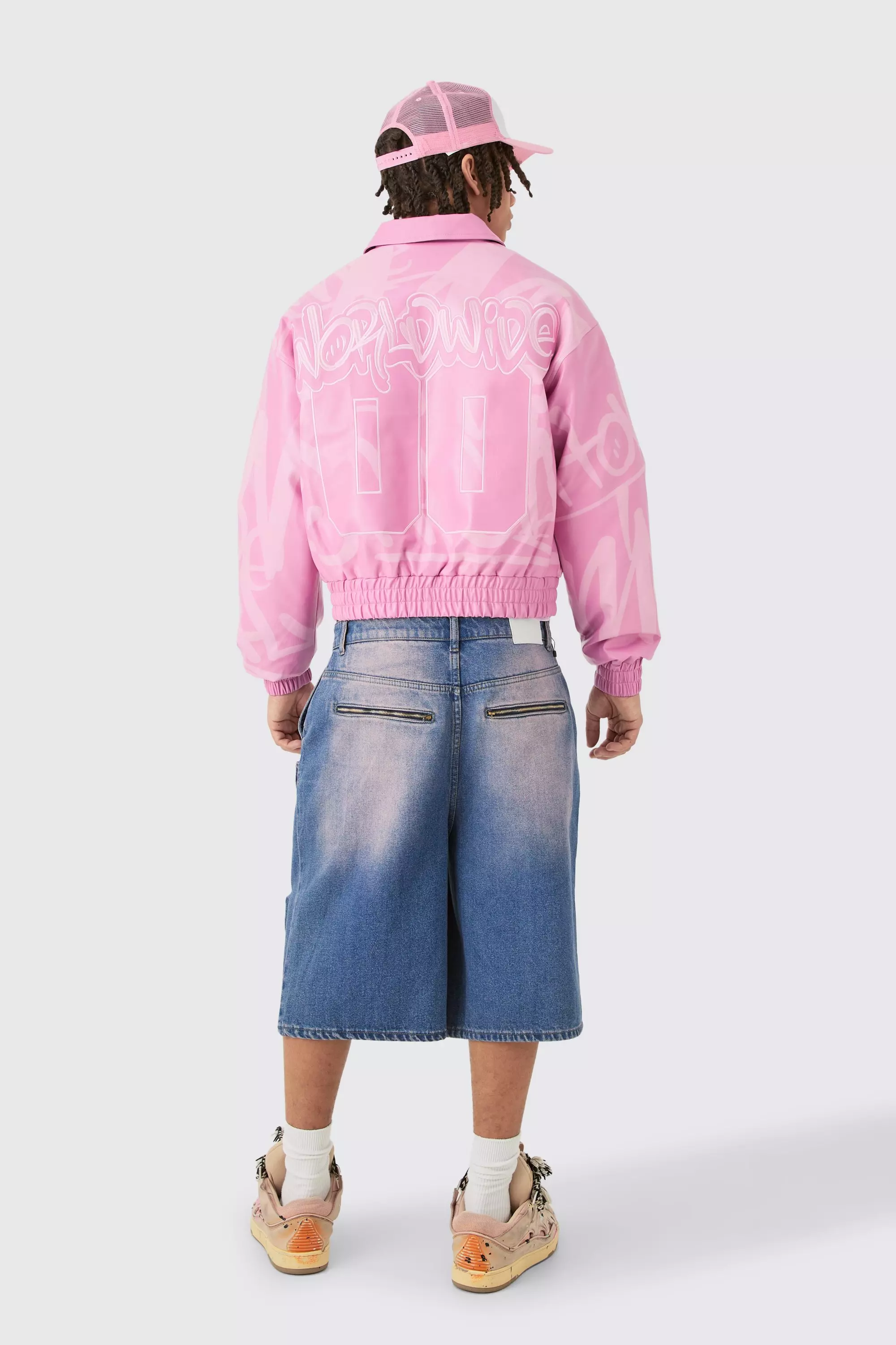 Kastige Bomberjacke mit Kragen, Pink alternatives Bild
