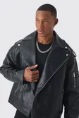 Extreme Oversized Textured PU Biker Jacket In Black Extreme Oversized Textured PU Biker Jacket In Black